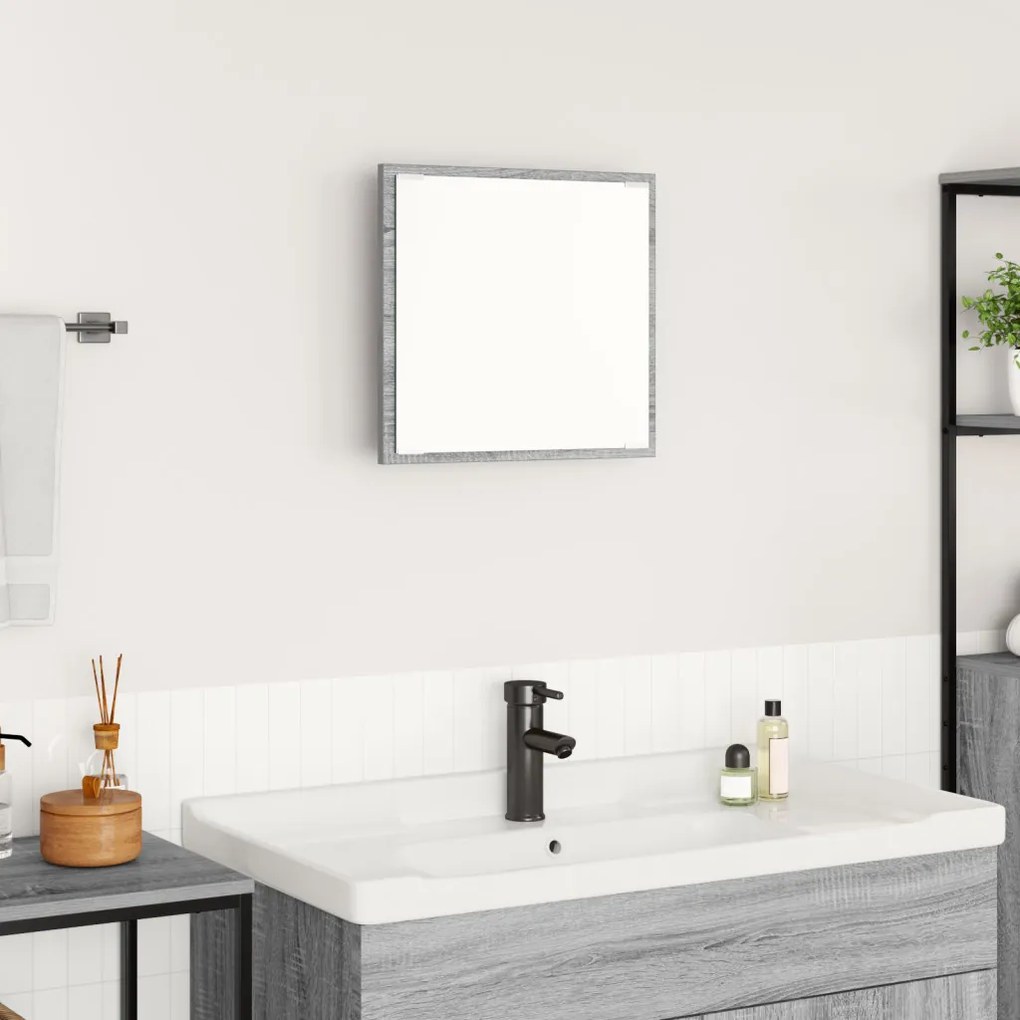 LED fürdőszoba tükör szürke sonoma 40x8.5x37 cm mérnöki fa