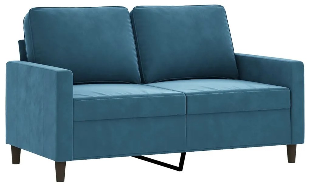 kétszemélyes kék bársony kanapé 120 cm