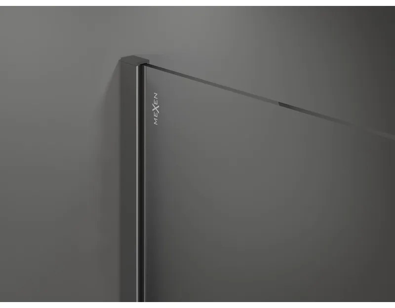 Mexen Kioto, Walk-In zuhany paraván 70 x 200 cm, 8 mm átlátszó üveg fekete mintás, grafit profil, 800-070-101-95-78
