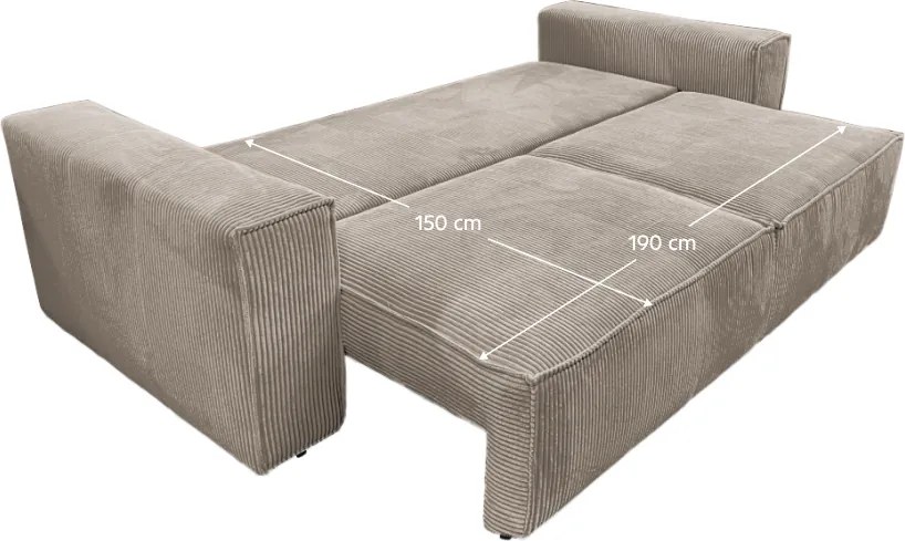 Kihúzható heverő, szürkésbézs Taupe, HARPERA BIG SOFA