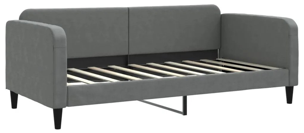 sötétszürke kihúzható szövet heverő matracokkal 90 x 190 cm