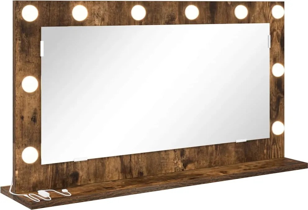 vidaXL Toalett Tükör Füstölt tölgy 80 x 45 x 18 cm Üveg és mérnöki fa