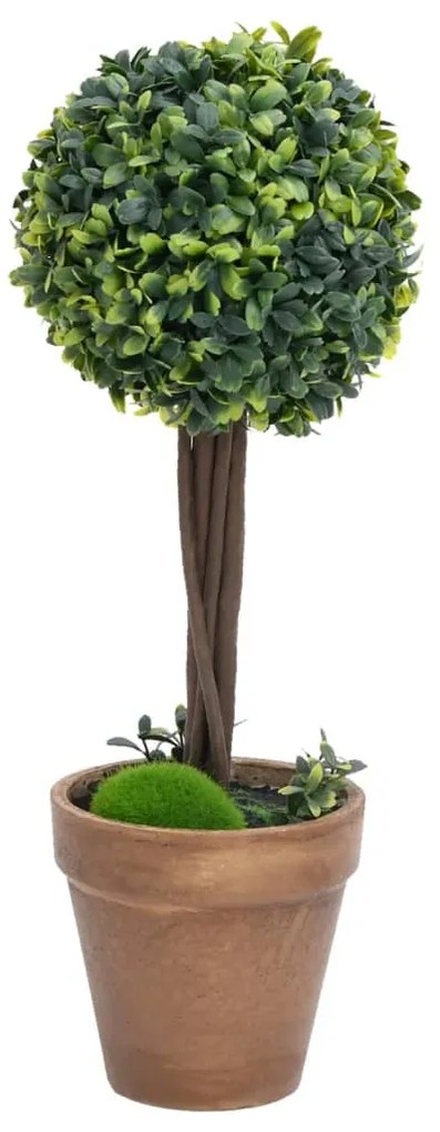 2 db zöld gömbalakú cserepes műpuszpáng 33 cm
