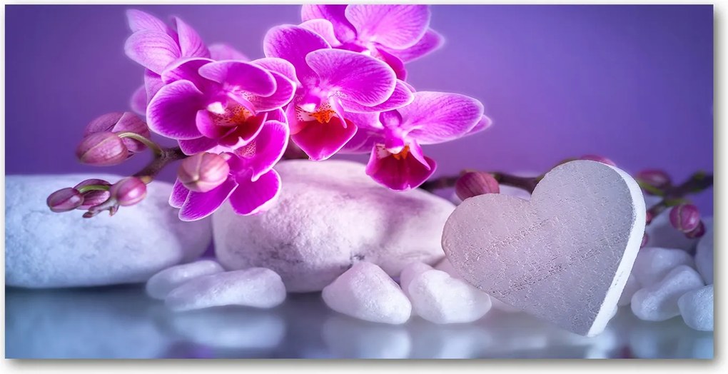 Fotó üvegkép Orchidea és szív 140x70