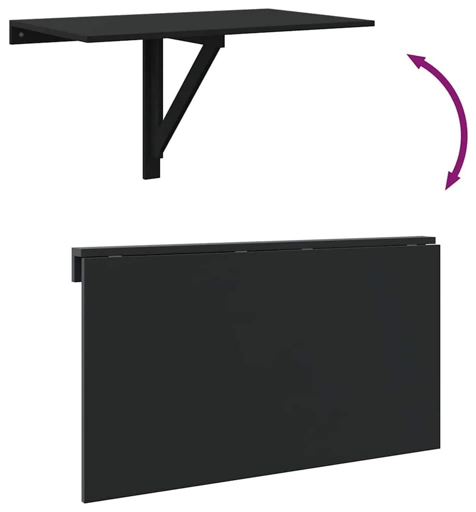 fekete szerelt fa összecsukható fali asztal 100x60x56 cm