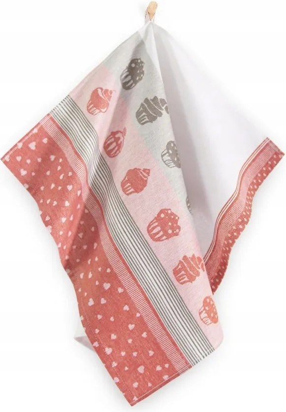 Konyhai törlőkendő 50x70 Zwoltex mintás MUFFIN-2 piros barna