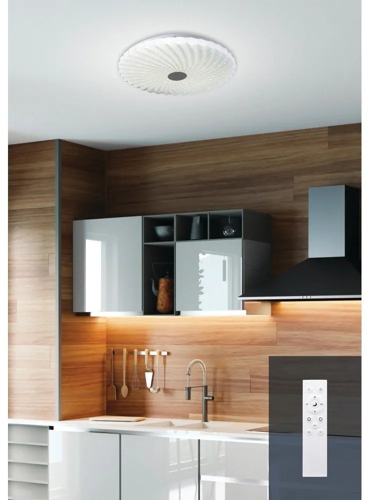 Fehér LED dimmelhető mennyezeti lámpa távirányítóval 38,5x38,5 cm Calipso – Candellux Lighting