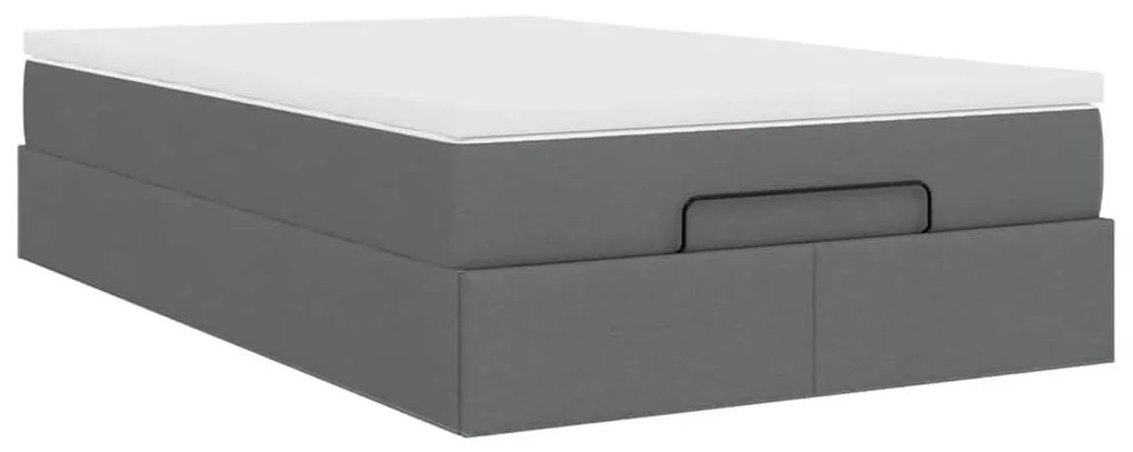 Ottomán ágykeret matraccal sötétszürke 120x190 cm szövet