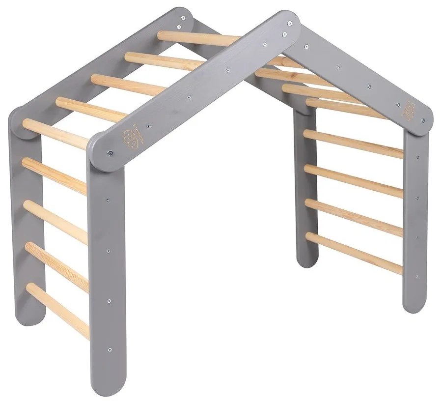 Szürke borovi fenyő pikler háromszög 61x112x94 cm Montessori – Meowbaby