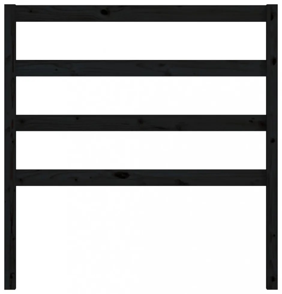 fekete tömör fenyőfa ágyfejtámla 96 x 4 x 100 cm