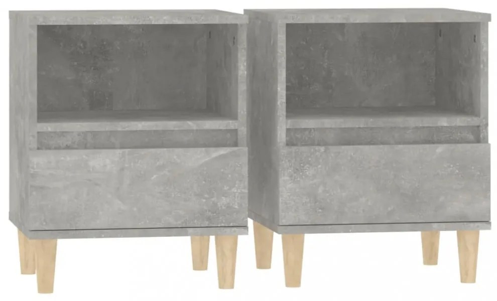 2 db betonszürke éjjeliszekrény 40x35x50 cm