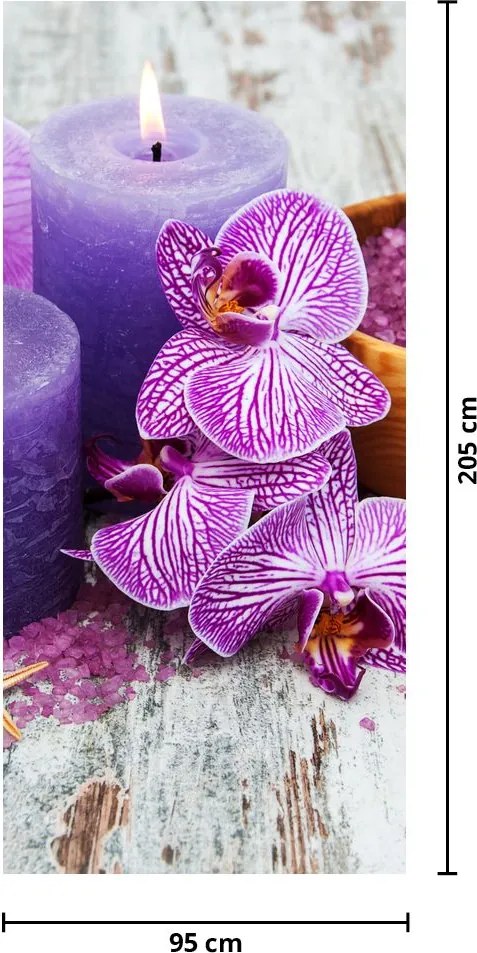 Fotótapéta ajtóra - Orchideák és gyertyák (95x205cm)