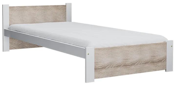 IKAROS ágy 90x200 cm, fehér/sonoma tölgy Ágyrács: Ágyrács nélkül, Matrac: Matrac nélkül