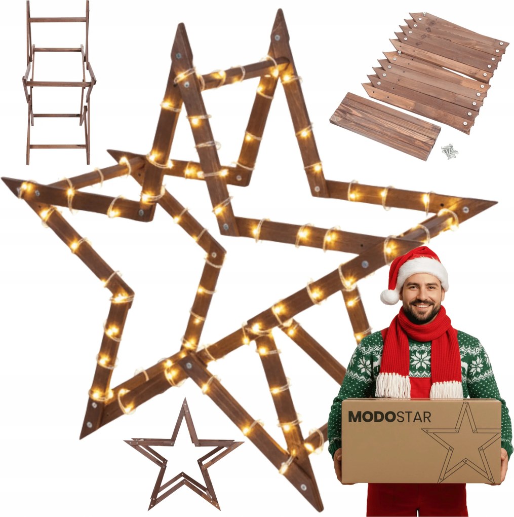 Karácsonyi csillag 3D könnyen összecsukható ModoStar 114 cm fa Impregnáló