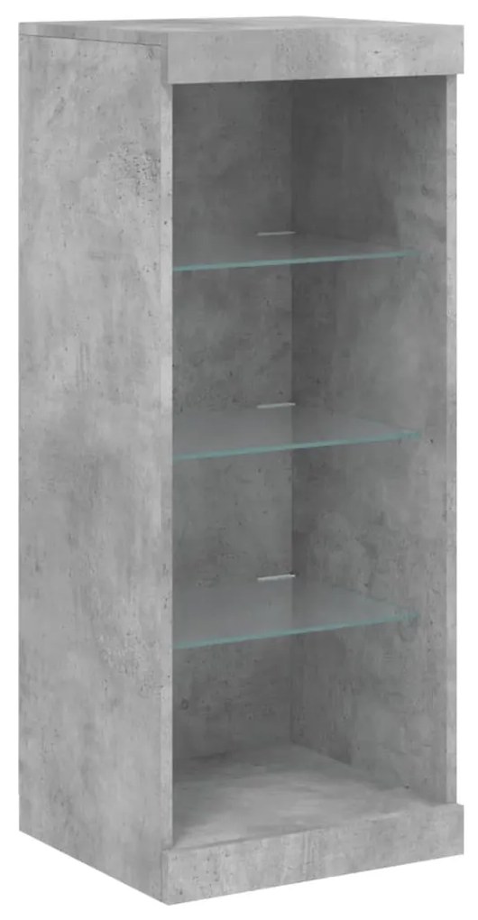 betonszürke tálalószekrény LED-világítással 41 x 37 x 100 cm