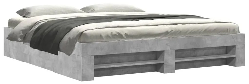 betonszürke szerelt fa ágykeret matrac nélkül 180 x 200 cm