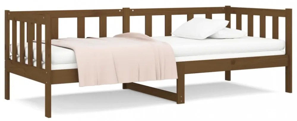 mézbarna tömör fenyőfa kanapéágy 80 x 200 cm