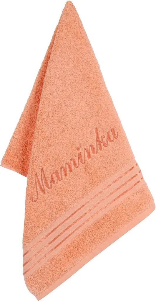 Bellatex Anya frottír törölköző hímzéssel, lazac 50 x 100 cm