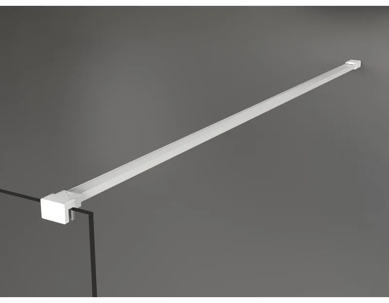 Mexen Kioto+, Walk-In zuhany paraván polccal és akasztóval 110 x 200 cm, 8 mm szürke üveg, fehér profil, 800-110-121-20-40