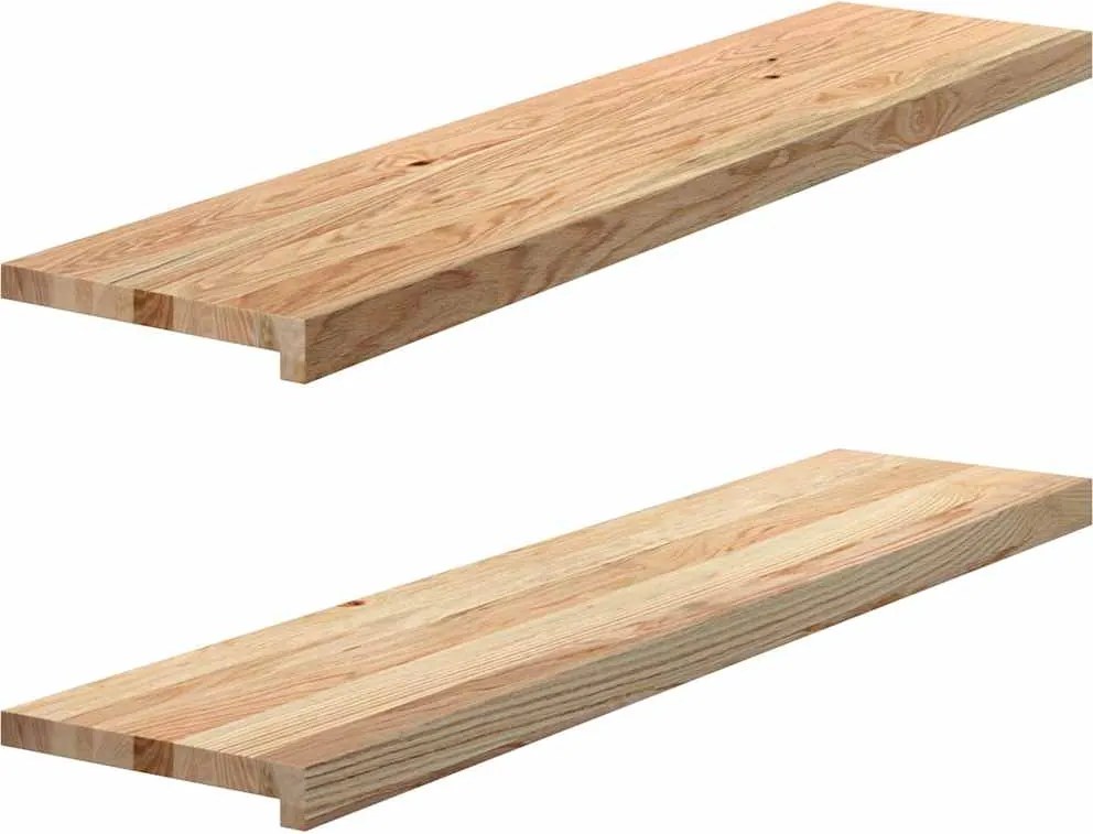 vidaXL 2 db tömör tölgyfa lépcsőfokok kezeletlen 110x30x2 cm