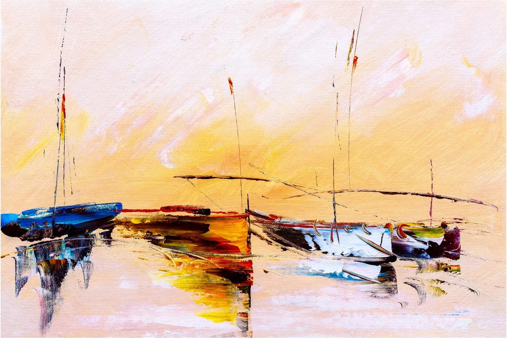 Kép - Csónak, festmény (90x60 cm)