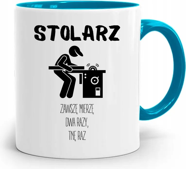 Asztalos Kék Bögre Mindig Kétszer Mérem, fényképes nyomattal