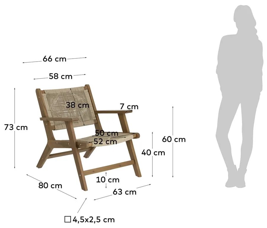 Natúr színű tömörfa kerti fotel Geralda – Kave Home