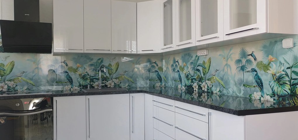 Wallplex konyhahátfal Trópusi Madarak (Méret: 60x180)