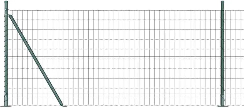 vidaXL Kerítés oszlopokkal Zöld 0,8 x 10 m Acél és PVC