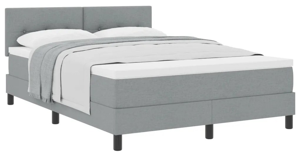 Boxspring Ágy Matraccal Világosszürke 140x200 cm Szövet
