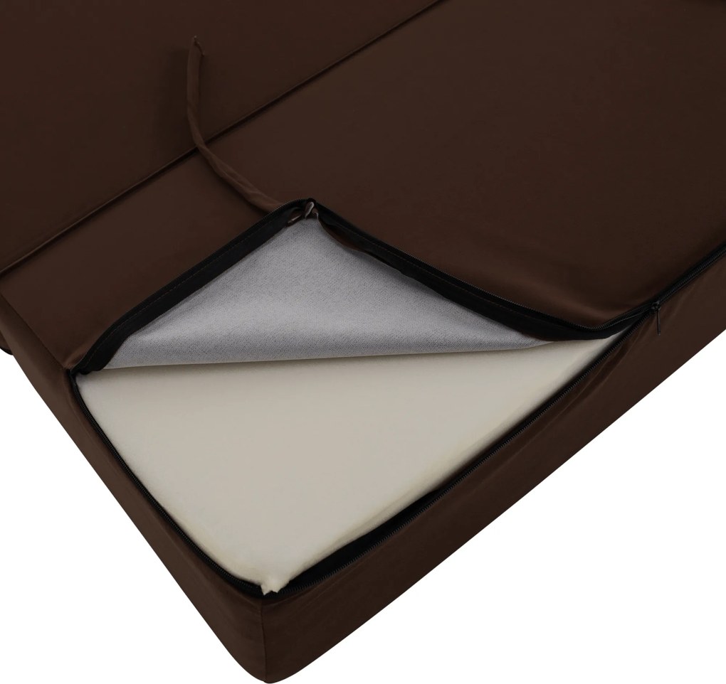 Összecsukható matrac/fotel, 2v1, barna, PELOS