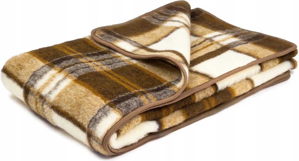 Merinó gyapjú takaró 160x200 Kockás barna ágynemű rehabilitációs termékek