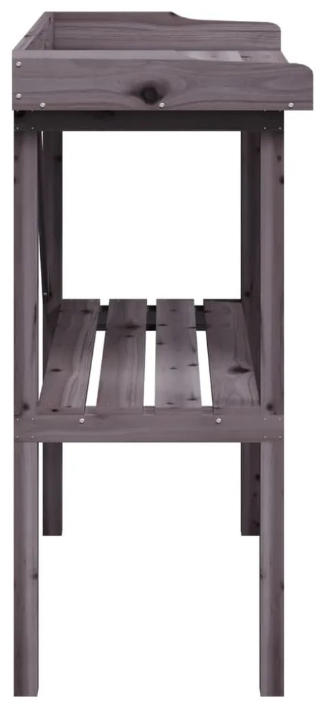 szürke tömör fenyőfa növénytartó asztal polccal 78x38x82,5 cm