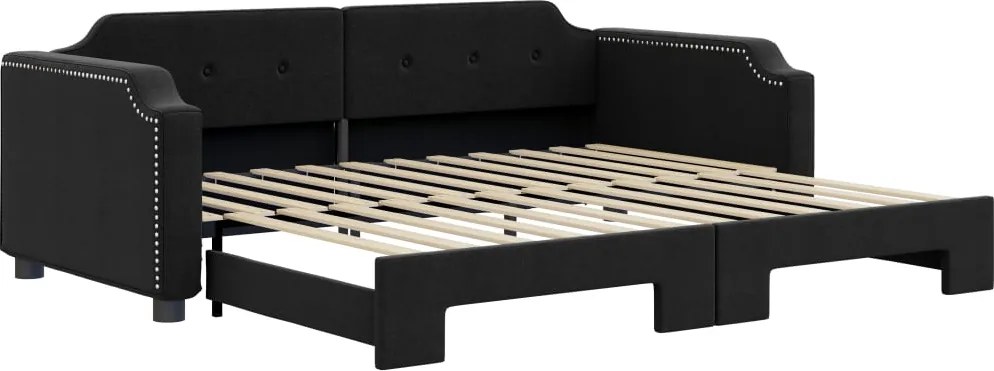 vidaXL fekete kihúzható szövet heverő 90 x 190 cm