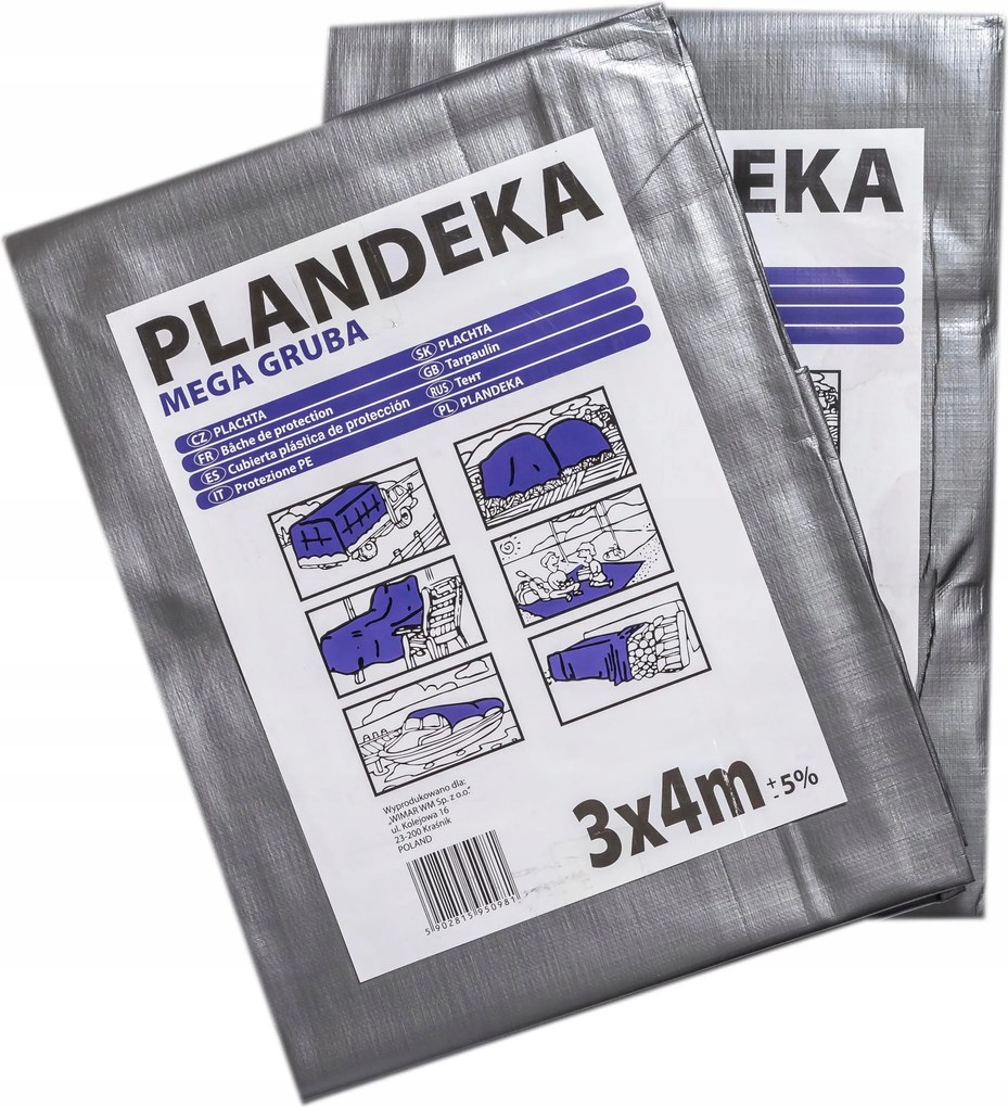 Pe Ponyva Vastag, 260g/m2 Ezüst-Fekete, 3x8m