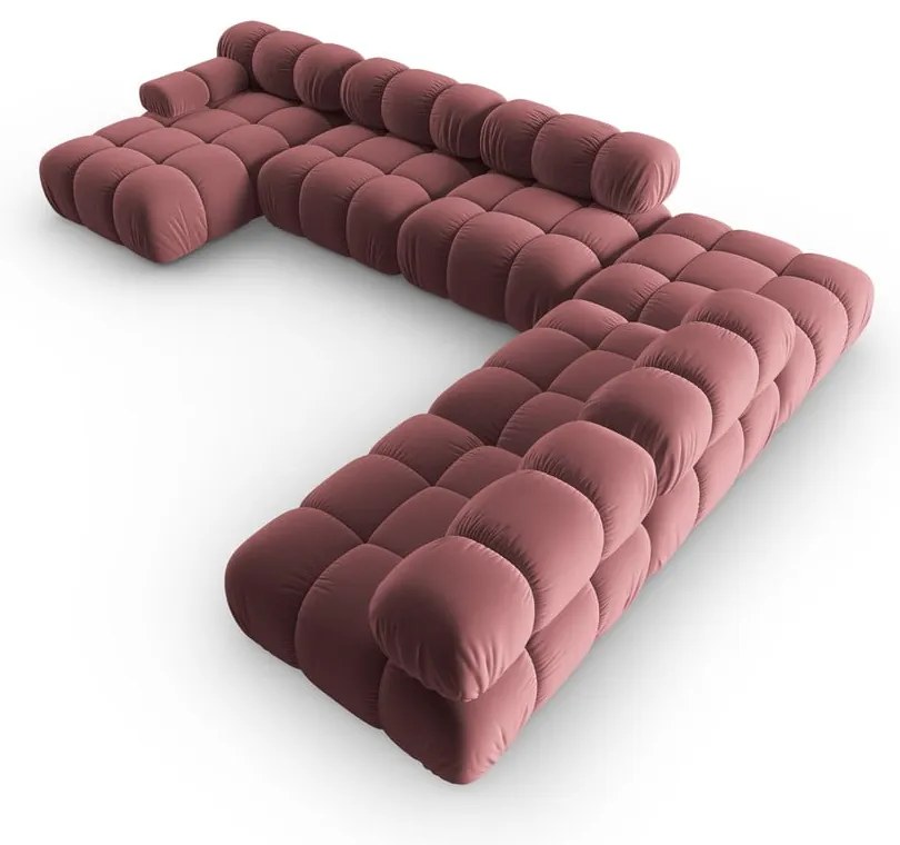 Rózsaszín bársony kanapé 379 cm Bellis – Micadoni Home