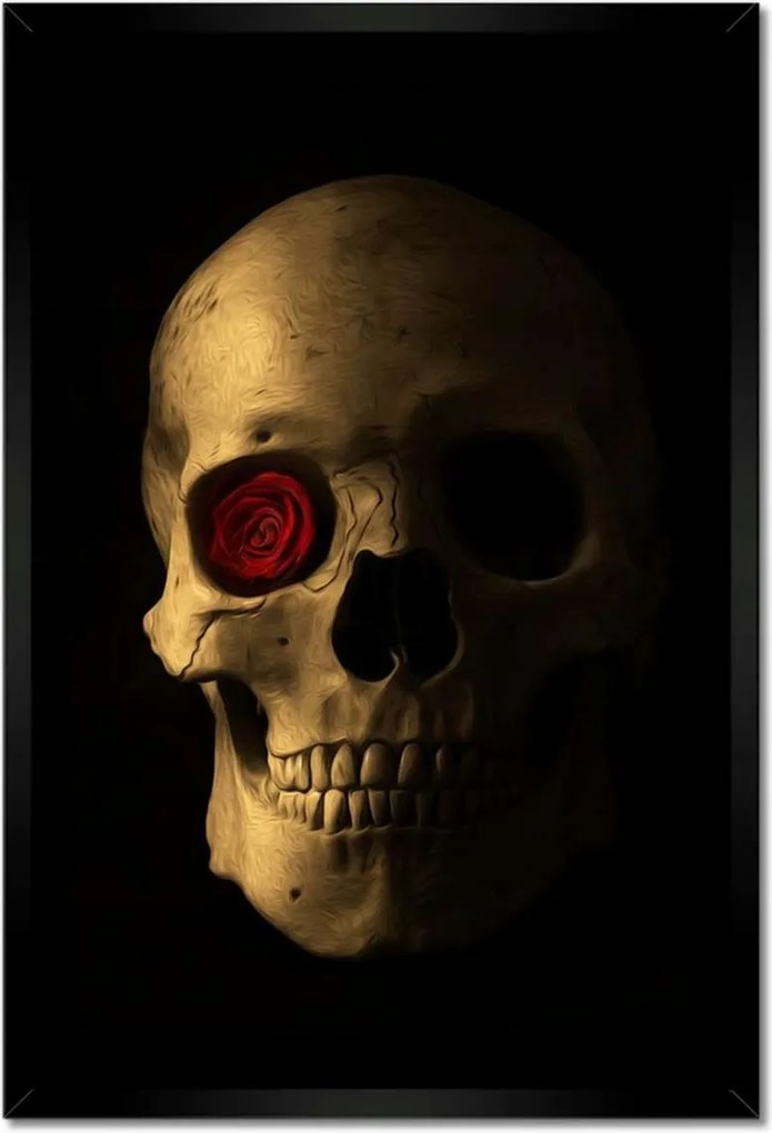Poszterek keretben 40x60 Koponya rózsával