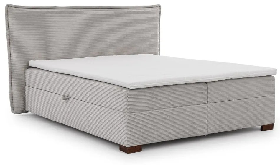 Világosszürke ágyneműtartós boxspring ágy 160x200 cm Lysa – Ropez