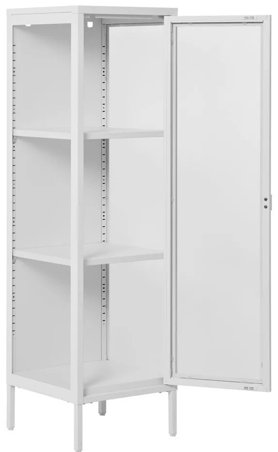 Brisbane keskeny vitrin, 1 üvegajtó, acél, fehér 40x35x140 cm