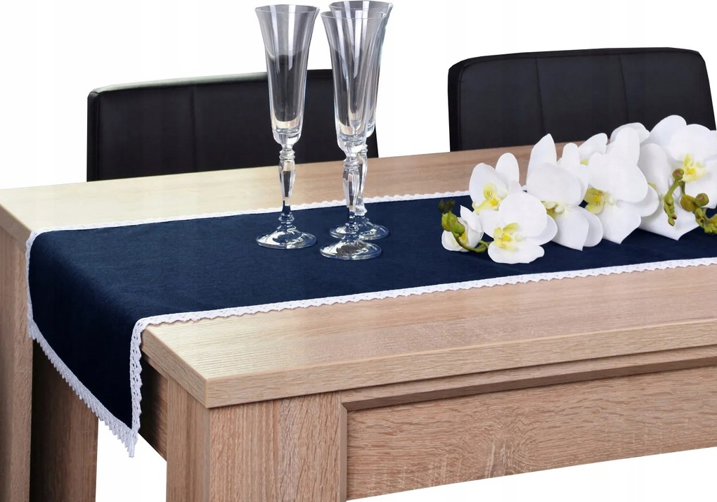 Foltálló csipkés futófelület Malaga 40x140 sötétkék