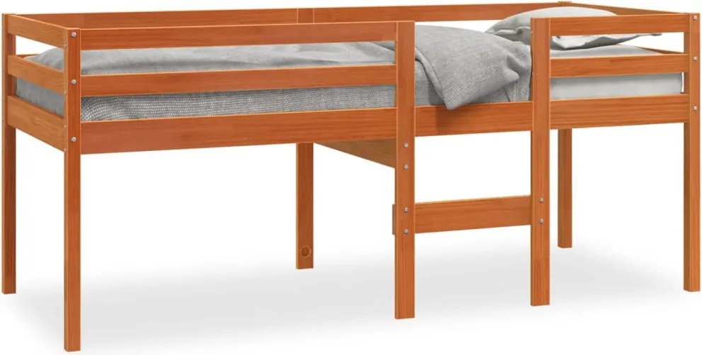 vidaXL viaszbarna tömör fenyőfa magasított ágy 90x190 cm