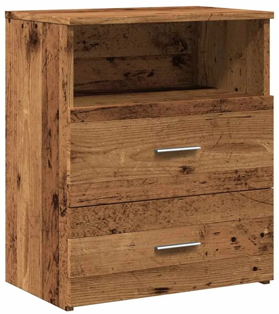 2 db antik fa színű szerelt fa éjjeliszekrény 50 x 32 x 60 cm