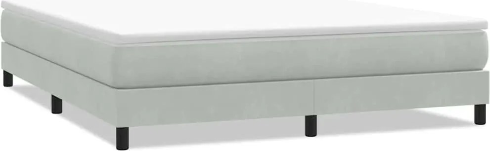 vidaXL világosszürke bársony rugós ágy matrac nélkül 180x220 cm