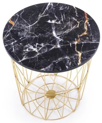 Kávésasztal HARISSA 41x42 cm arany/fekete márvány dekoráció