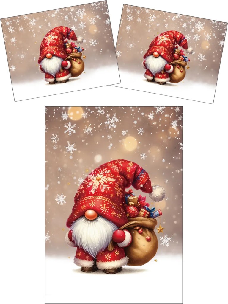 3D Mikroszálas ágyneműhuzat SANTA GNOME piros Ágyneműhuzat mérete: 70 x 90 cm | 140 x 200 cm