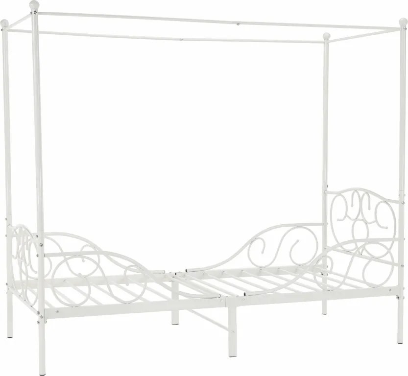 Fém ágyégbolttal, fehér, 90x200, ADELISA