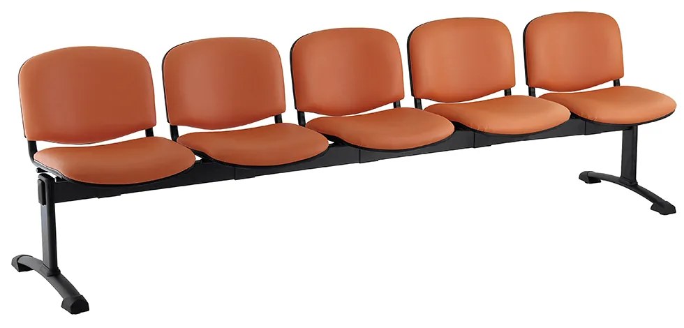 ISO bőr pad, 5 üléses - fekete lábak, narancssárga