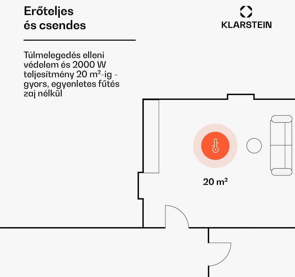Klarstein Hot Spot Slimcurve, konvektor, fűtőtest, 80 x 40 cm, 40 m², 2000 W, 5 - 40 °C, IP24, fekete