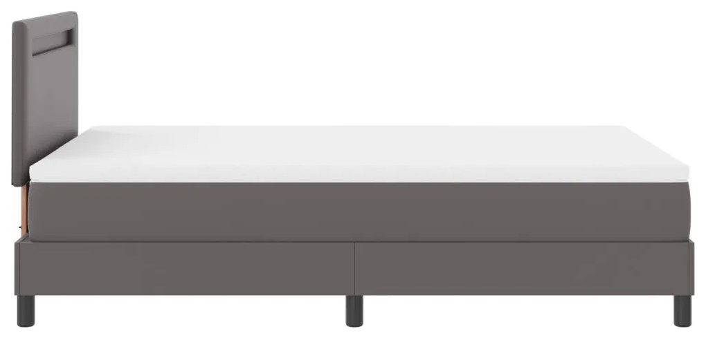Boxspring Ágy Matraccal Szürkében, 120 x 200 cm Műbőr