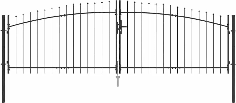 vidaXL Kétágú Kapu zárral Szürke 400 x 199.5 cm Acél